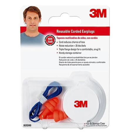 3M Reusable Ear Plugs, Orange, 1 PR 90586-80025T